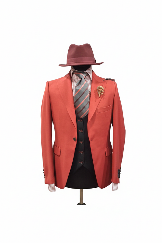 Costume homme 3 pièces rouge et noir : Alto