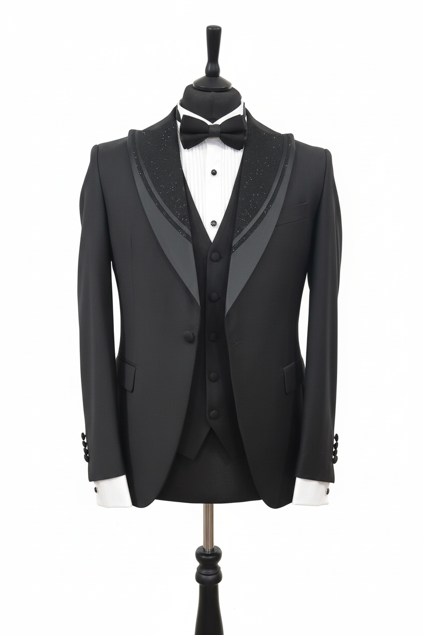 Costume de cérémonie homme 3 pièces noir : Alfredo