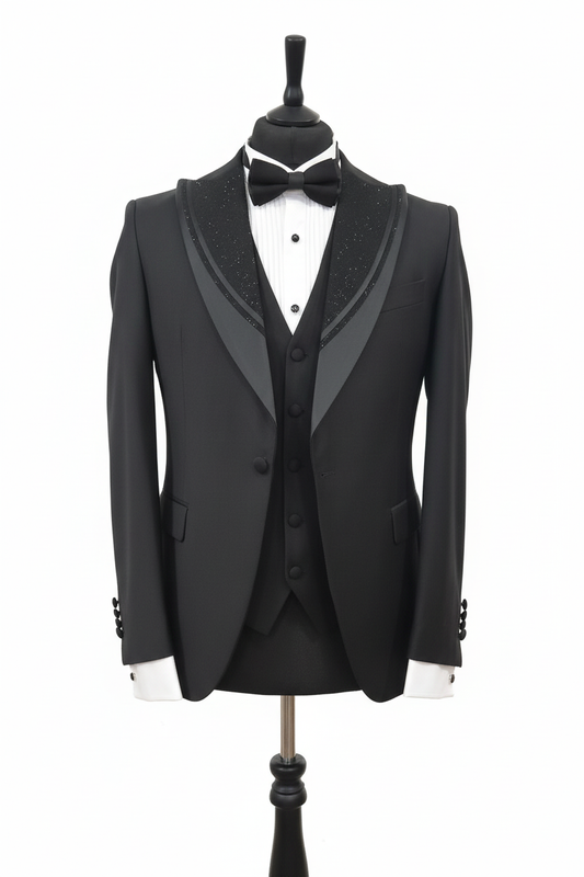 Costume de cérémonie homme 3 pièces noir : Alfredo