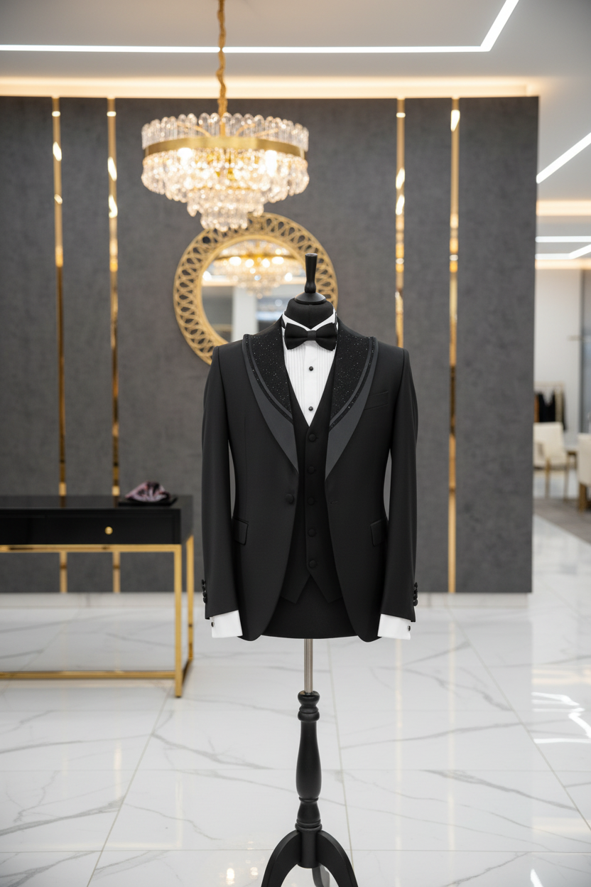 Costume de cérémonie homme 3 pièces noir : Alfredo