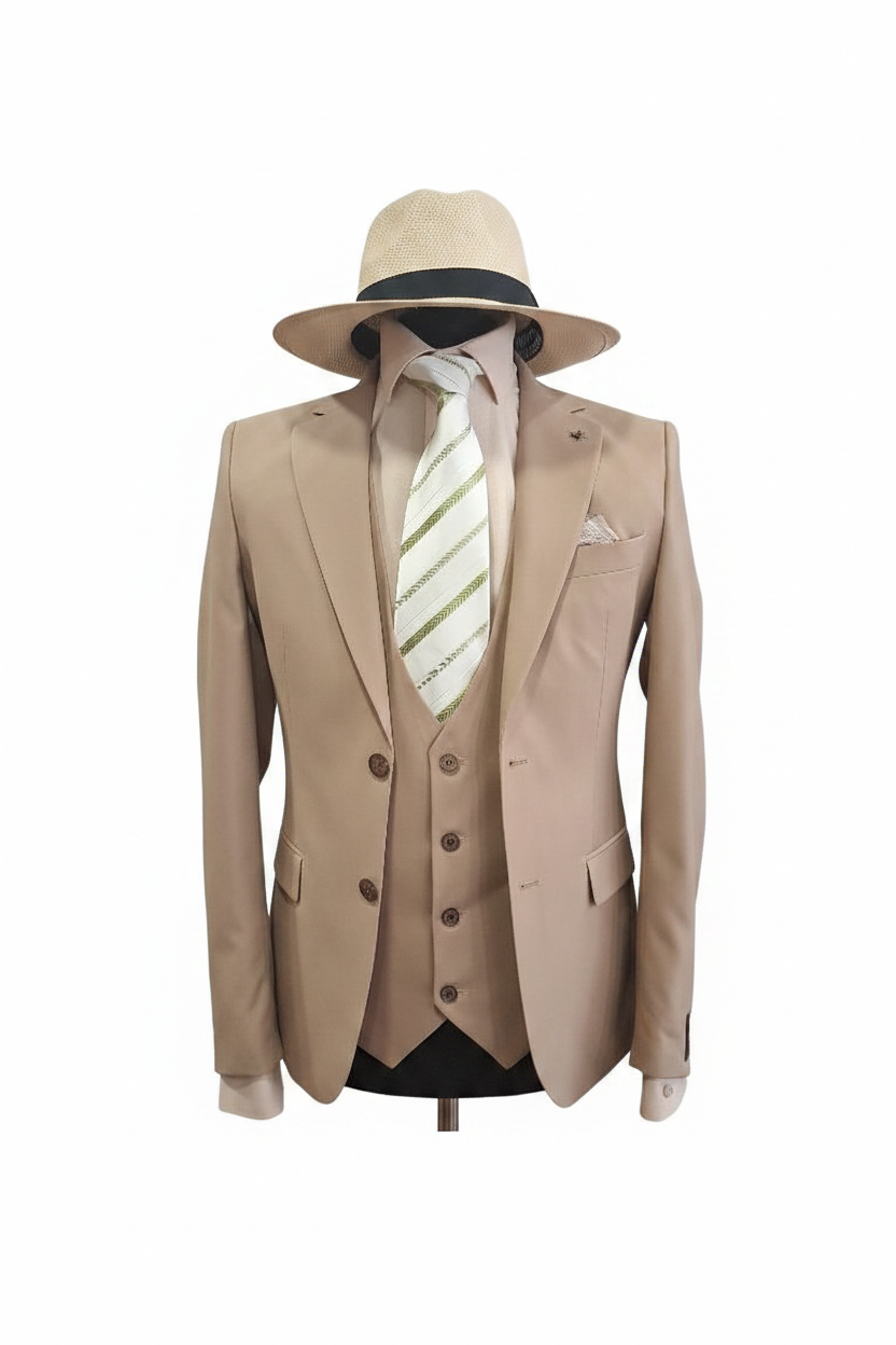 Costume homme 3 pièces beige : Alvaro