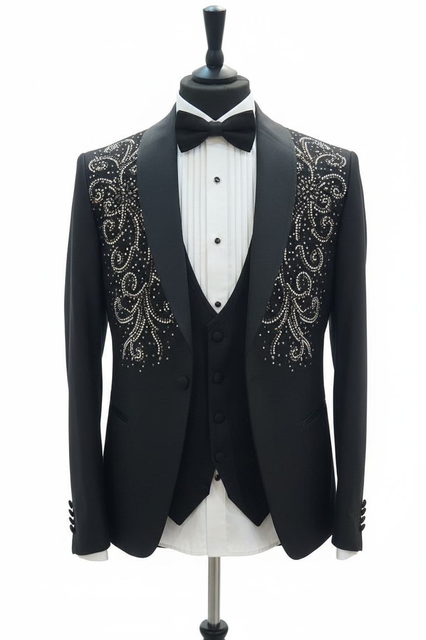 Smoking noir avec strass