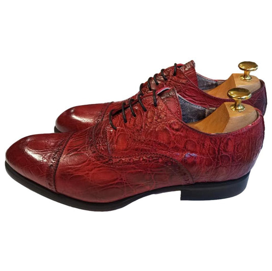 Chaussure richelieu cuir rouge : Owen