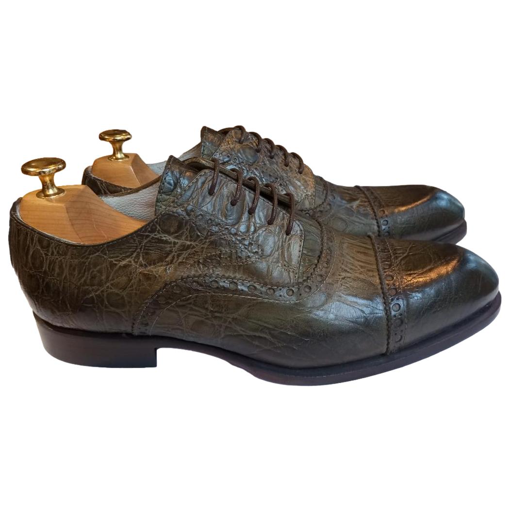 Chaussure richelieu cuir vert : Owen