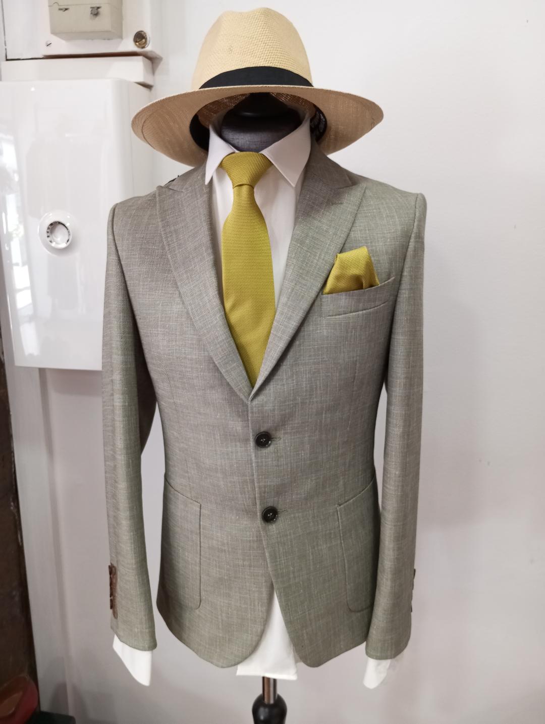 Costume homme à carreaux vert kaki clair - Pietro