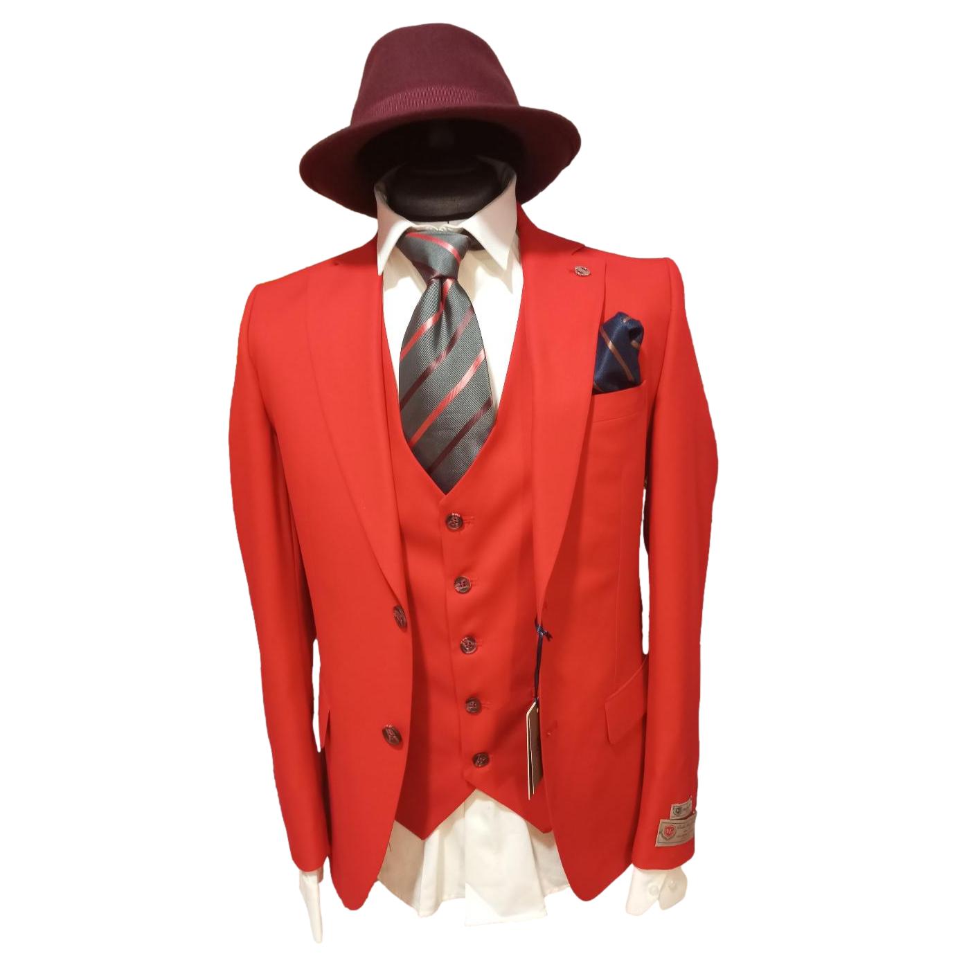 Costume homme 3 pièces rouge : Angelo