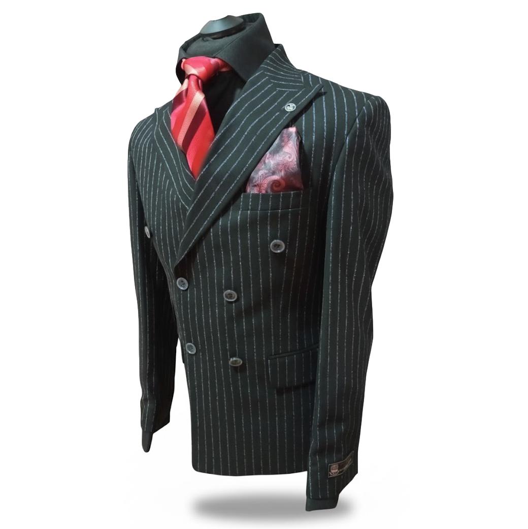 Costume croisé à rayures noir : Borsalino