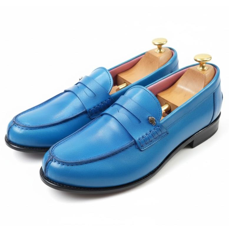 Mocassin cuir bleu : Pasero