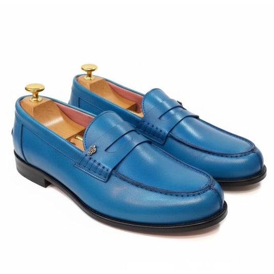 Mocassin cuir bleu : Pasero